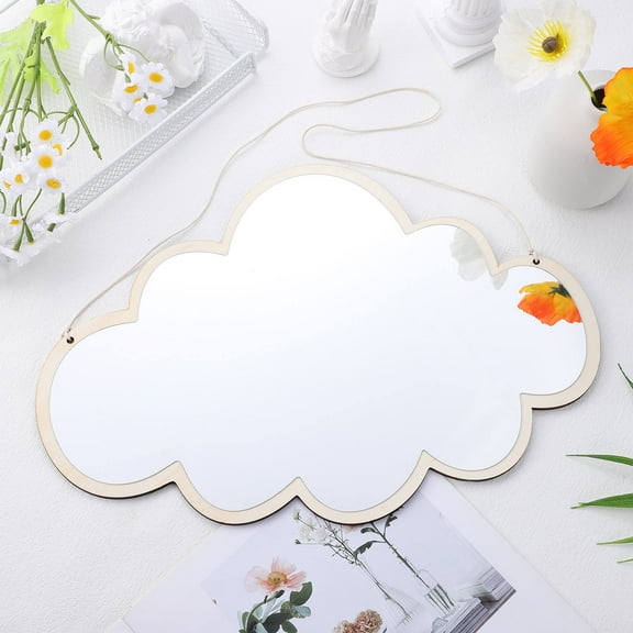 ROSENICE 1Pcs 15.0x9.8x0.2in Silver Acrylic Cloud Shaped Mirror for Kids Room Wall Decor