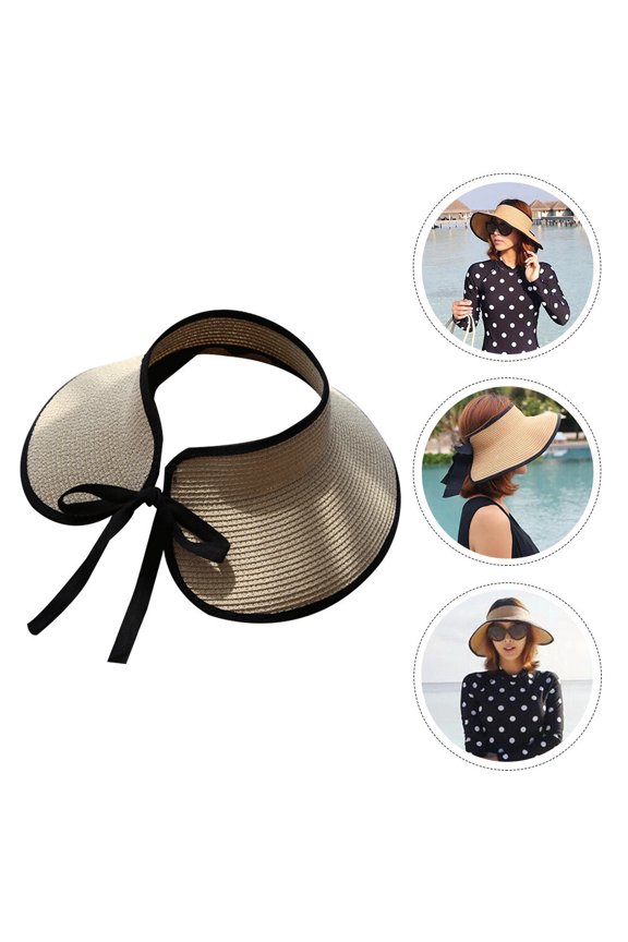 1Pcs Beige Straw Hat for Lightweight Sun Protection in Summer Outdoor and Beach