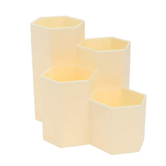 ROSENICE 1Pcs Hexagonal Yellow Pen Holder for Desk Organizer Stationery Storage 6.09X4.60X2.08in