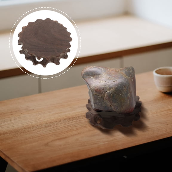 ROSENICE 1Pcs Oriental Vase Stand Wood Sculpture Stand Black For Flower Pot Statue