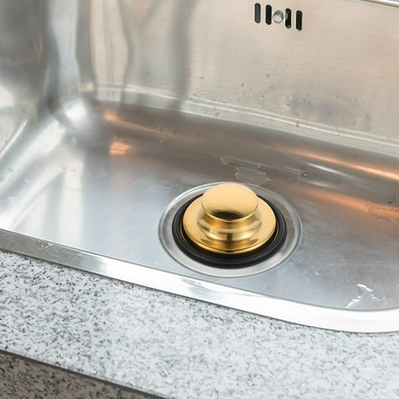 ROSENICE 1Pcs Round Kitchen Sink Stopper for Sink Plugs for Drain 3.3x3.3x1.4in Golden Silicone