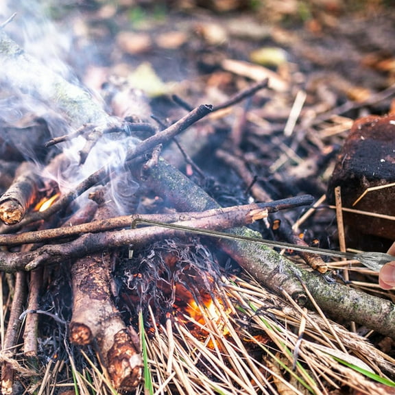 ROSENICE 1Pcs Silver Iron Fireplace Tools Fire Poker for Easy to Clean and Prevent Deformation 12.7x1.7x0.7in