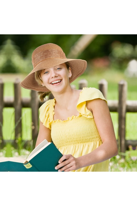 1Pcs Sun Protection Cap Straw Hat Wide Brim Khaki Fashion UV Protection Summer