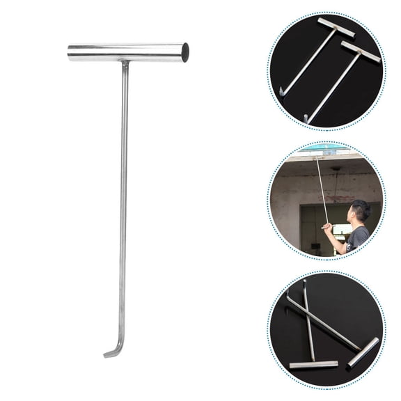 ROSENICE 1Pcs T-Shaped Hook For Sliding Doors And Manhole Covers In Silver