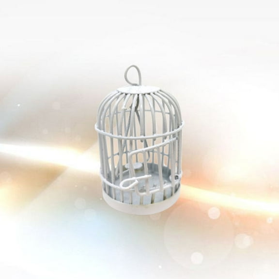 ROSENICE 1Pcs Tiny Cage Mini Bird Cage Model With Hanging Function 4.3x2.9x2.9 Cm For Desktop Decoration And Collectors