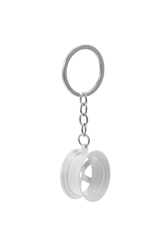 1Pcs White Round Alloy Car Model Keychain for Car Lover Daily Use