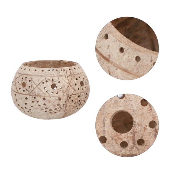 ROSENICE 1Set Decorative Candlestick Holder Coffee Coconut Shell for Home Decoration Wedding Living Space