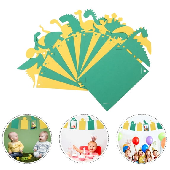 ROSENICE 1Set Dinosaur Party Supplies Assorted Color Rectangle Shape For Baby Birthday Celebration Photo Banner
