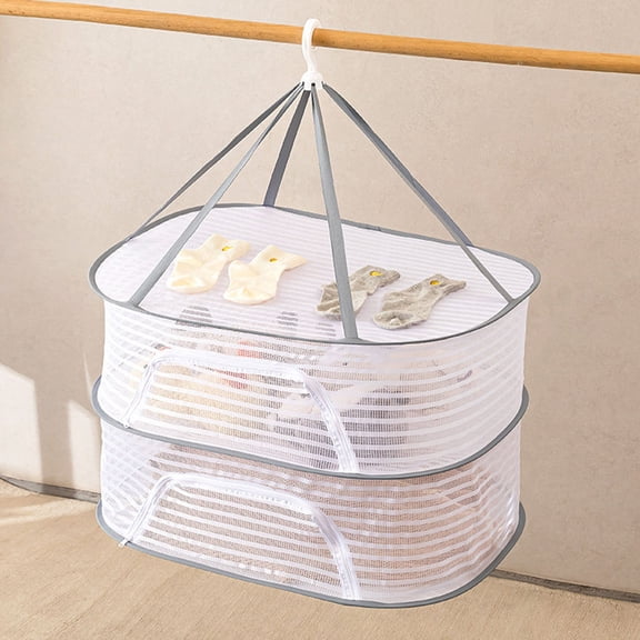 ROSENICE 1Set Drying Rack Cage Style Multi Layer Foldable Polyester Steel Wire for Home Use Outdoor Drying