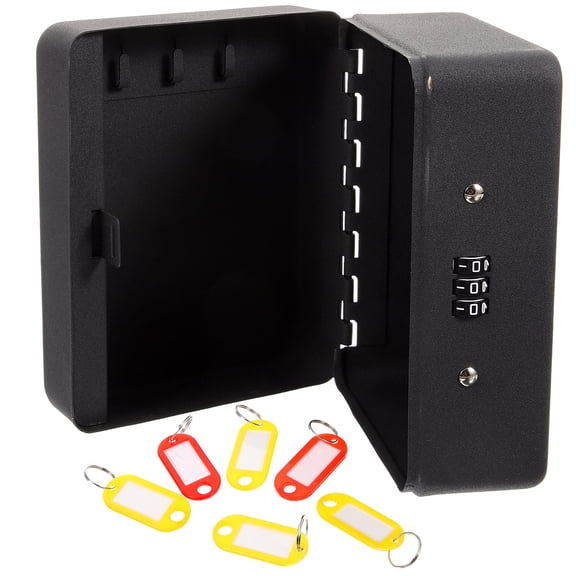 ROSENICE 1Set Metal Password Keys Box Wall Mounted Key Management Large Capacity Black 15.0X12.0X7.5in