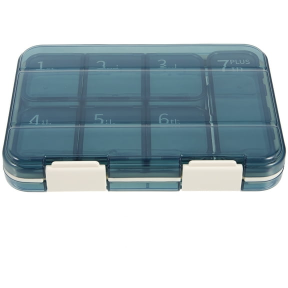 ROSENICE 1Set Mini Weekly Pill Box Blue Medication Organizer Travel 17x0.3937x4.7x1.2in