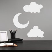 ROSENICE 1Set Plated Silver Acrylic Cloud Wall Decor Mirror Stickers for Bedroom Reflective Art