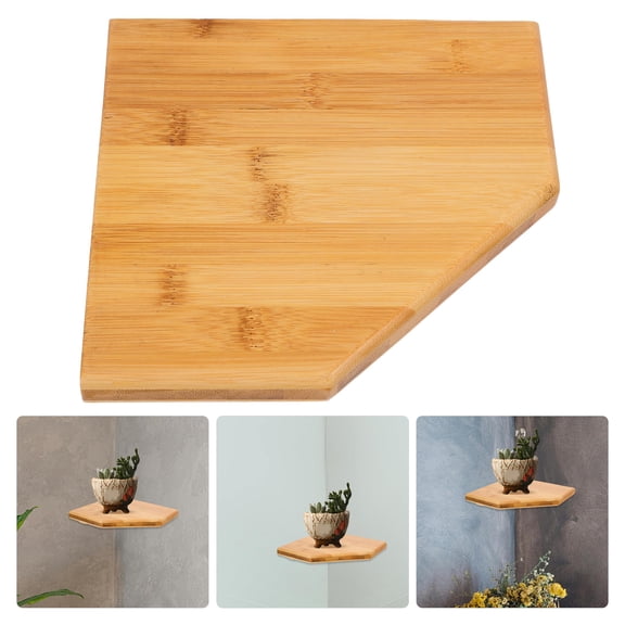 ROSENICE 1Set Rustic Simple Design Wall Mounted Corner Shelf for Bathroom Kitchen 7.9X7.9X1.6in
