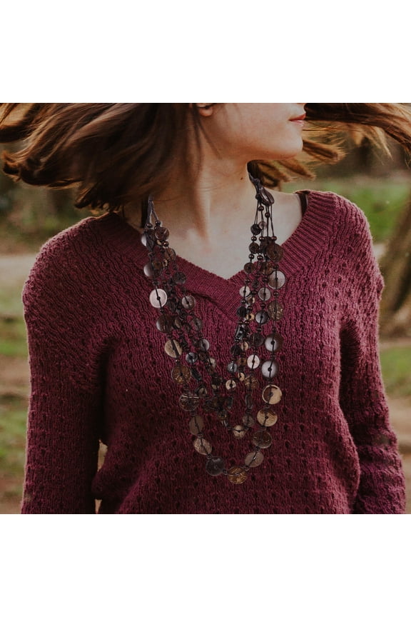 1Set Vintage Multi Strands Necklace For Women Statement Piece Casual Wear Wooden Design