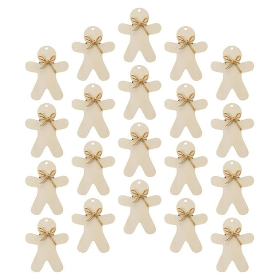 ROSENICE 20 Sets Gingerbread Decorations For Christmas Wooden Ornament Khaki 4.72X3.94X0.08In Christmas Tree Ornament