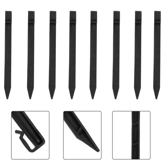 ROSENICE Plastic Ground Stakes Plastic Pegs Nails Black 20pcs 9.6x0.8in