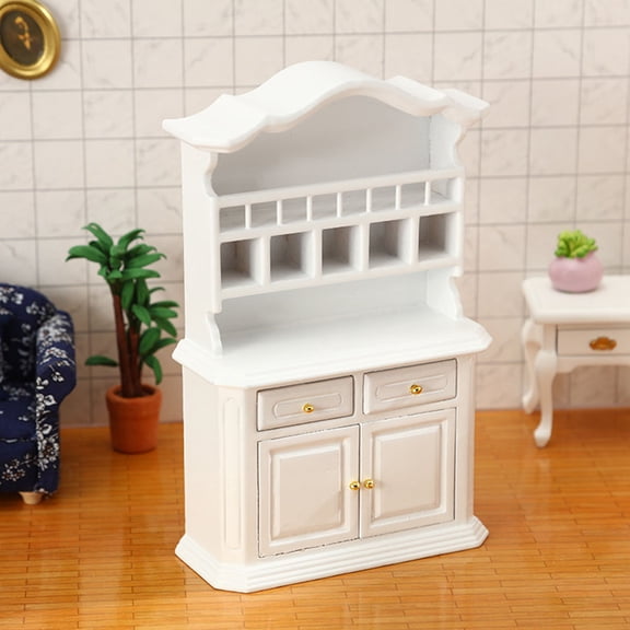 ROSENICE 20Pcs Mini House Accessory Mini Wood Cabinet In White For Dollhouse Furniture Collectors