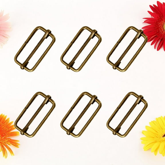 ROSENICE 20Pcs Rectangular Slide Buckles Metal Strapping Connectors for Clothes Bronze