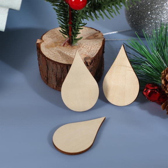 ROSENICE 20Pcs Wood Slices for DIY Projects and Home Decoration in Water Drop Shape