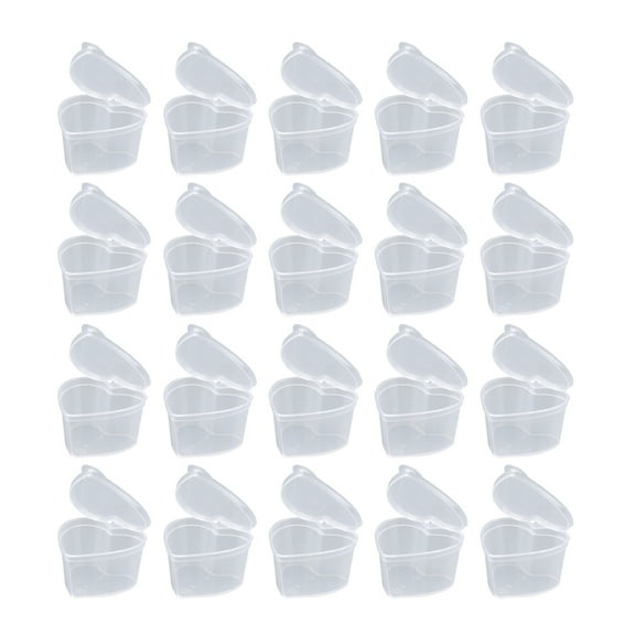 ROSENICE 25PCS Heart Shape Boxes Transparent Storage Cases Sundries Organizer DIY Sealing Case