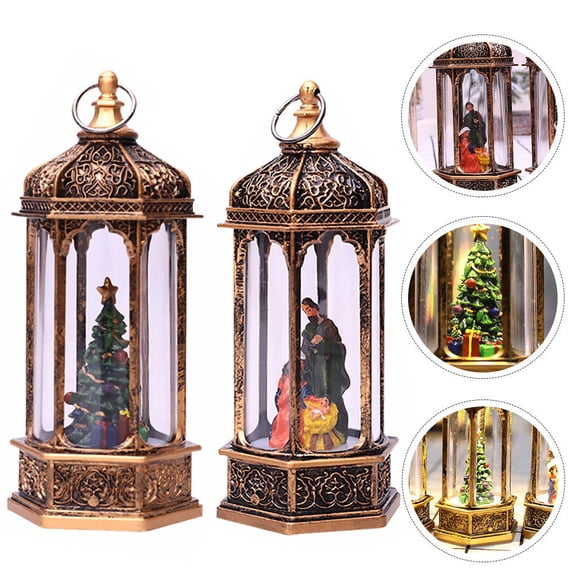 ROSENICE 2Pcs Decorative Lanterns LED Light Multi Plastic Hexagonal Night Light Scene Layout Event Organizers