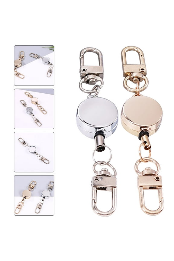 2Pcs Heavy Duty Retractable Keychain Metal Secure Keys Flexible for Daily Use Outdoor Mountaineering