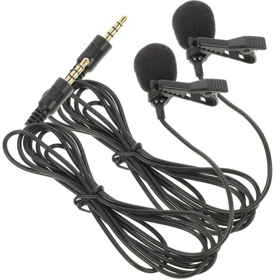 ROSENICE 2Pcs Lavalier Microphone for Smartphone PC Laptop Camera with 3.5mm Plug and Standard