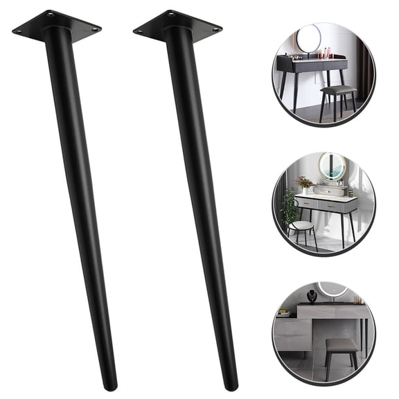 ROSENICE 2Pcs Metal Legs for Table and Furniture 17.7In Black