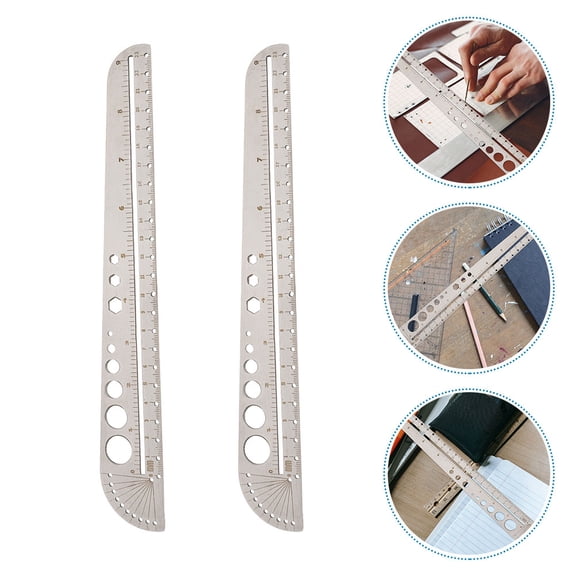 ROSENICE 2Pcs Multi-functional Ruler Hexagon Stainless Steel for Students Teachers Silver