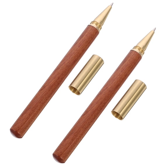 ROSENICE 2Pcs Portable Writing Pen Brown Copper for Secretaries 5.8x0.5x0.5in