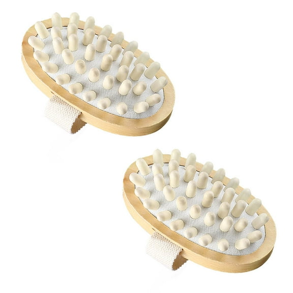 ROSENICE Handheld Bath Scrubber Rubber Skin Cleaning Light Brown 2Pcs 5.1X2.8X1.6In