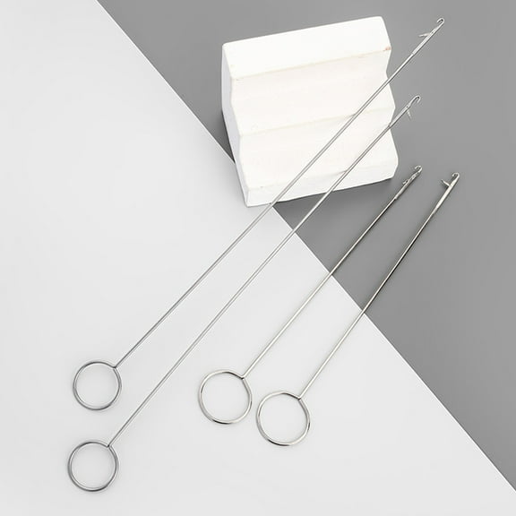 ROSENICE 2Pcs Sewing Loop Turner Hook Drawstring Puller Tool Elderly Long and Short Handles