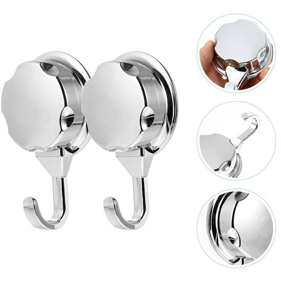 ROSENICE Robe Hooks for Bathrooms Suction Hooks Bathroom Use Silver ABS 2Pack