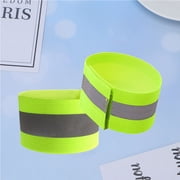 ROSENICE 2Set Fluorescent Green Polyester Reflective Safety Wristband for Night Running Gear 11.8x1.6x0.4In