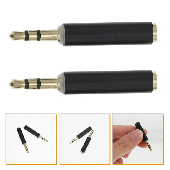 ROSENICE 2Set Headphone Adapter for Female to Male Plug Adapter Copper 4.3x0.8x0.8in Home Use