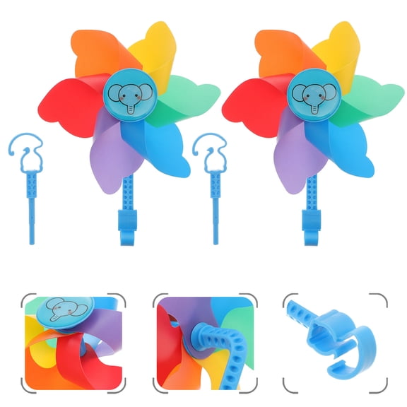ROSENICE 2pcs Plastic Pinwheel Toy for Decoration with Friends on Scooter Handlebar