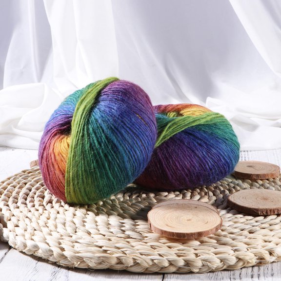 ROSENICE 2pcs Rainbow Wool Cotton Yarn Colorful Yarn for Sewing Hand Knitting Sweater Scarf (1)