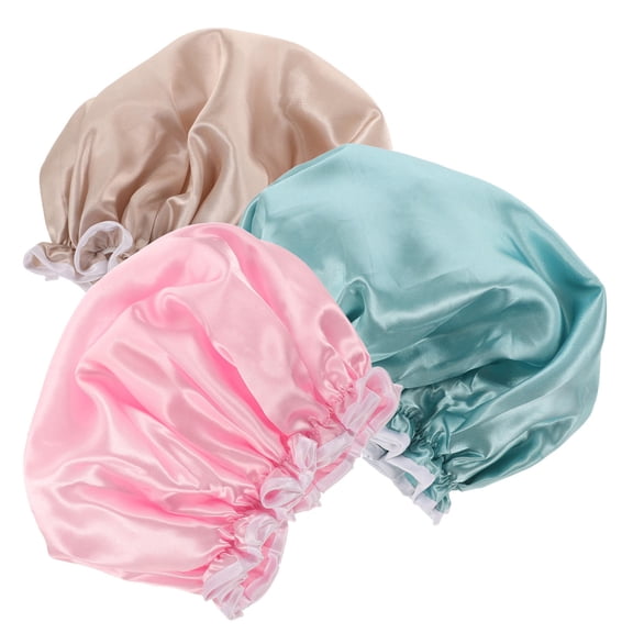 ROSENICE  3 Pcs Double-layer Bath Caps Reusable Shower Hair for Women Waterproof Miss