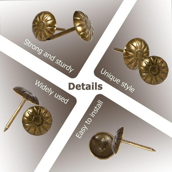 ROSENICE 300Pcs Round Antique Brass Metal Upholstery Tacks for Chair and Sofa