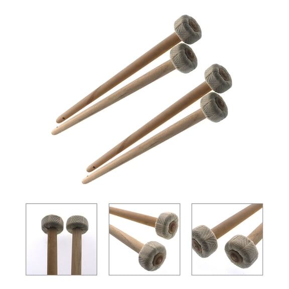 ROSENICE 30Pack Drumsticks Percussion Sticks Wooden Handle Round Head 10.2X1.2X1.2in