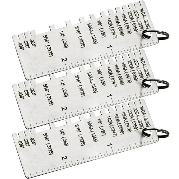 ROSENICE 3Pack Welding Thickness Gauges Silver Flat for Metal Sheet and Welding Tools Professionals