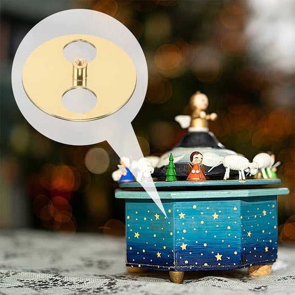 ROSENICE 3Pcs Golden Metal Music Box Winding Keys For Precision Turntable Base Repair