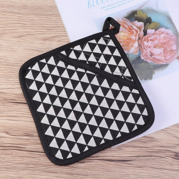 ROSENICE 3Pcs Heat Resistant Square Cotton Linen Pot Holders for Kitchen Hot Pots and Pans 17x17in