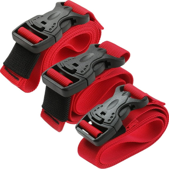 ROSENICE 3Pcs Luggage Straps Nylon Red Color Buckle Design Binding Securing Tying