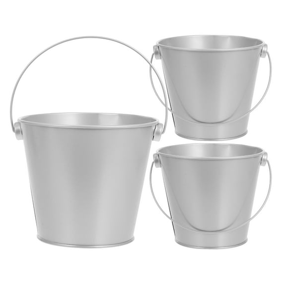ROSENICE Small Metal Bucket Mini Metal Buckets Galvanized Iron 3Pcs