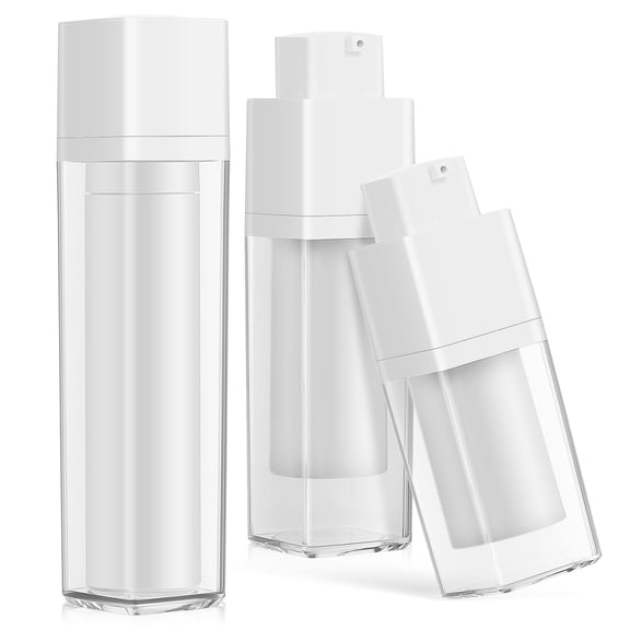 ROSENICE 3Pcs Travel Size Pump Bottles Airless Design Sealed Refillable 15ml 30ml 50ml
