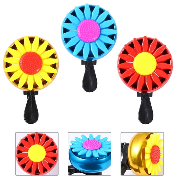 ROSENICE 3pcs Bike Safety Bell Super Loud Crisp Sound Sunflower Horns Hand Ringing For Riding Standard Bicycles