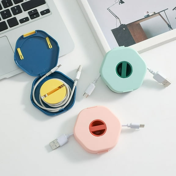 ROSENICE 4 Pcs Data Cable Storage Box Cable Storage Organizer Portable Cable Organizer Tidy Organisers Cable Winder Abs 7X7X1.7CM