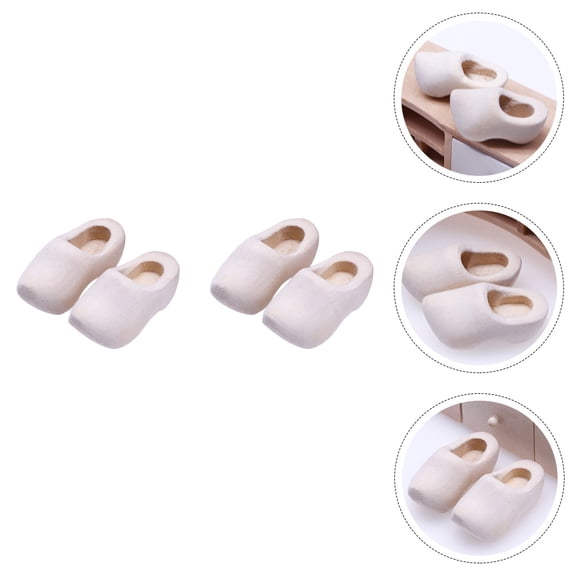 ROSENICE 4 Pcs Mini Dutch Wooden Shoes Tiny Cute Miniatures Decorations Child