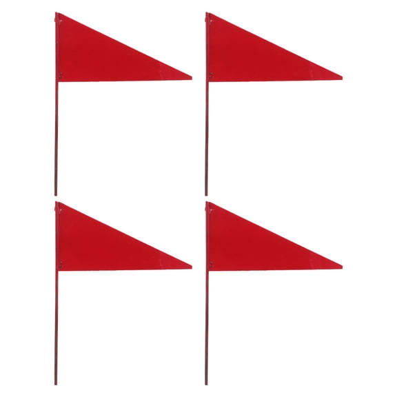 ROSENICE 4Pcs Iron Triangular Garden Marker Flags for Small Flags Red